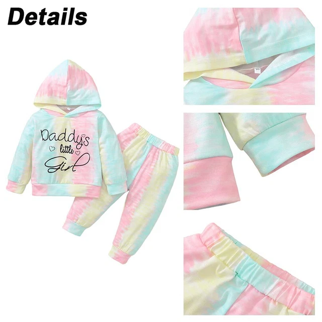 Abiti tie tintura neonata felpa con cappuccio pantaloni tuta vestiti 12