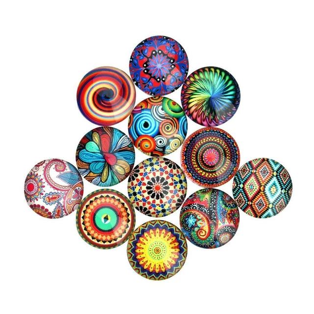 20x Assorted 20mm Round Glass Cabochon Cameo Base Setting for Jewelry Making