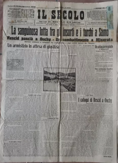 Quotidiano Il Secolo - Gazzetta di Milano 30 settembre 1912