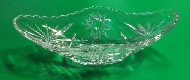 VTG  glass crystal oval serving dish bowl 9.5" X 4.5”