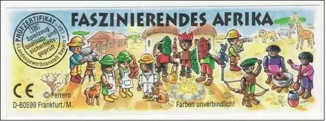 KINDER 1995 -Steckfiguren - Faszinierendes Afrika- 4 beipackzettel -BPZ Tedesca