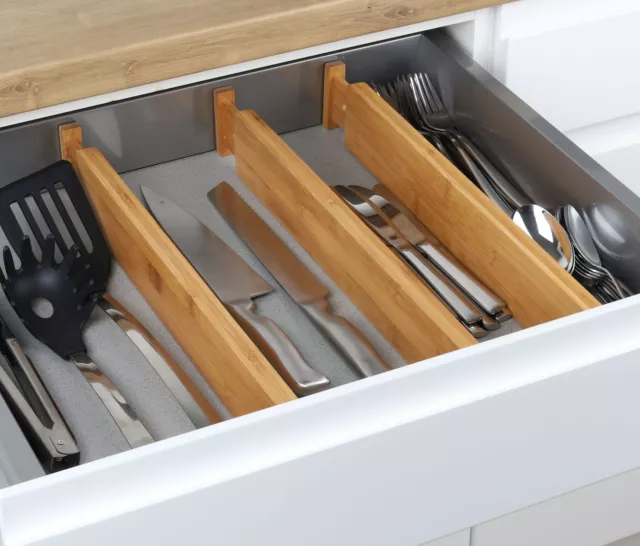 Set separatori cassetti bambù - 4 pezzi - cassetti legno divisore organizzatore