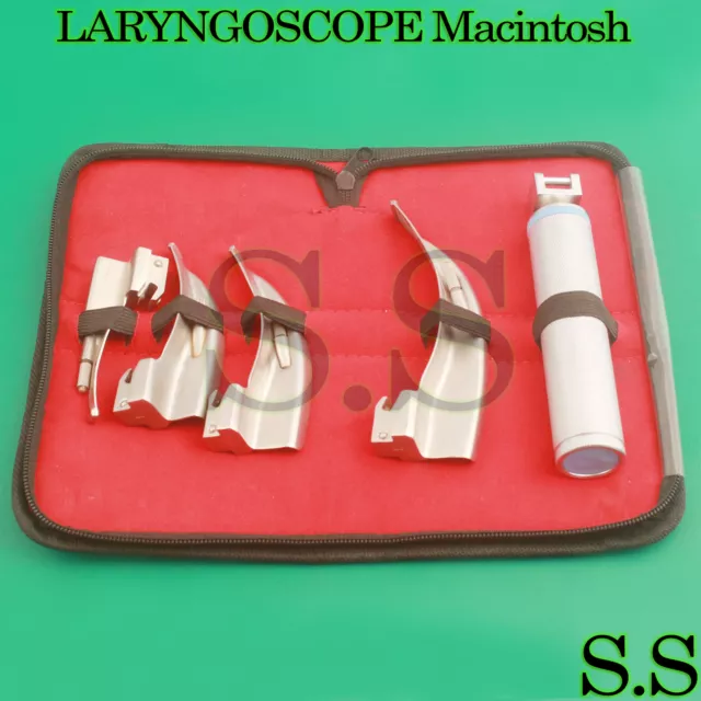 LARYNGOSCOPE Macintosh 4x CURVED BLADES Conventional SET Medical Diagnos LS-3078