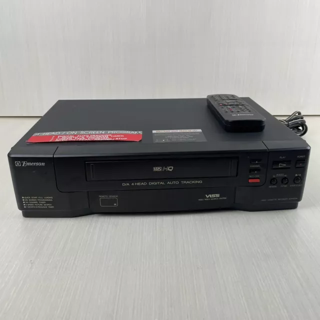 Emerson VCR VHS Player Recorder W/ Remote VCR4003A Tested