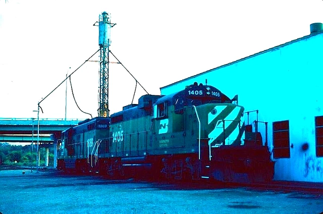 Original Kodachrome Slide Burlington Northern Gp-10 #1405 Sioux Falls July 1981