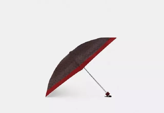 Coach Mini Umbrella in Signature Print UV Protection Chestnut Red - (NEW)