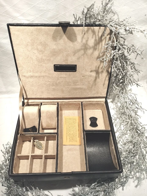 Boîte à Bijoux De Voyage Homme En Cuir Noir Leathersmith Of London - Neuf Étiqueté