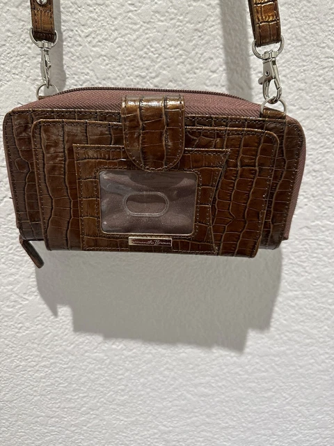 Samantha Brown ~ Faux Crocodile Brown Color Crossbody Purse Wallet Convertible 