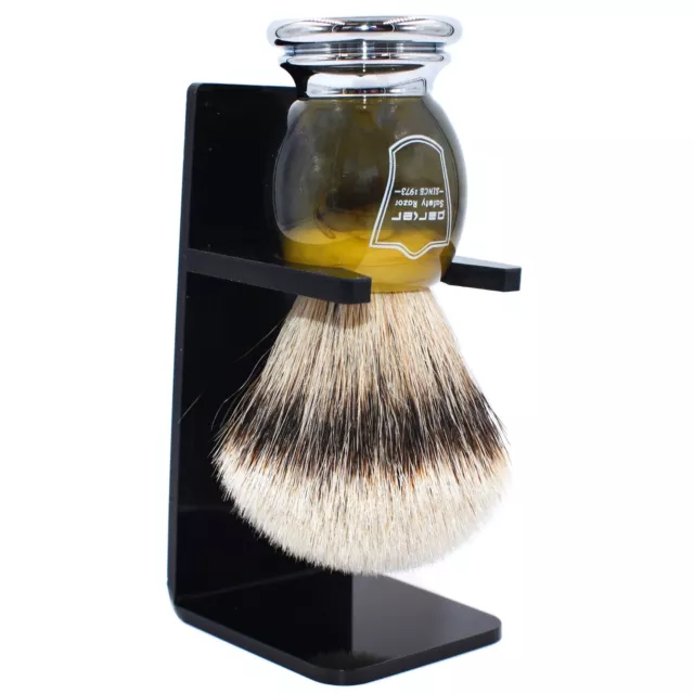 Parker Safety Razor Silvertip Badger Shave Brush with Handsome Faux Horn Handle 2