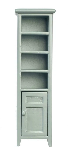 Dolls House Tall Slim Grey Space Saver Bathroom Cabinet MINIATURE Furniture