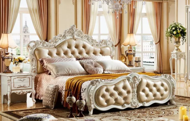 Chambre à Coucher Lit 3tlg. Set Luxe Double Lits Meuble 2x Table de Chevet