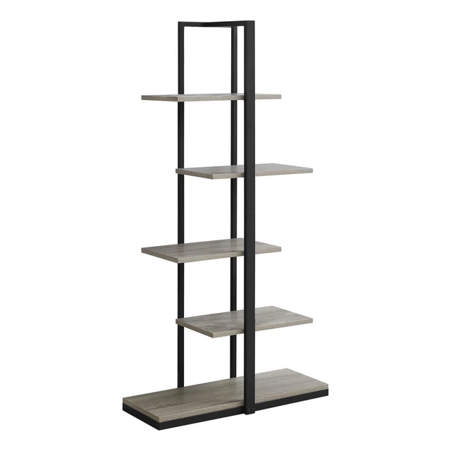 Bookshelf, Bookcase, Etagere, 5 Tier, 60"H, Office, Bedroom, Metal, Laminate, Br