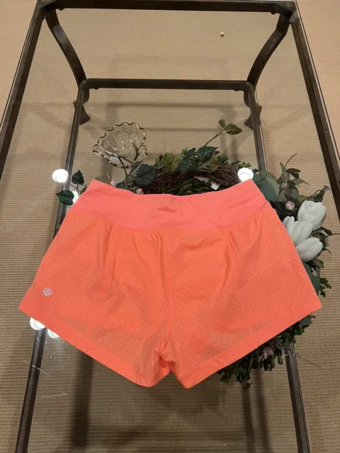 Lululemon RUN Speed Short Pink Lemonade Coral w Polka Dots & Liner Shorts Sz 4