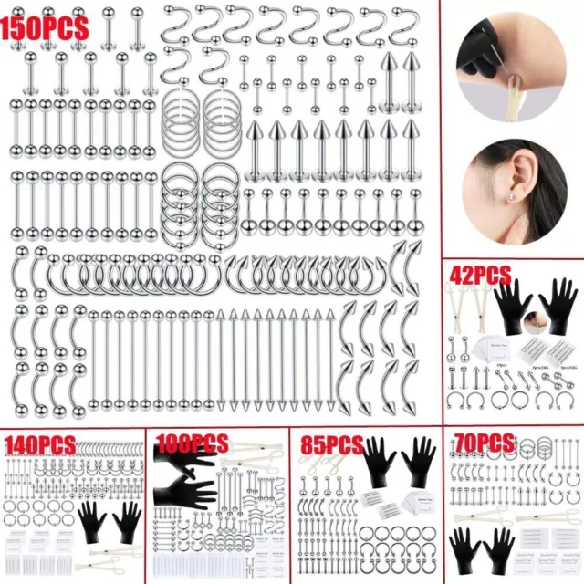 Professional Body Piercing Tool Kit Ear Lip Tongue Nose Navel Nipple Ring