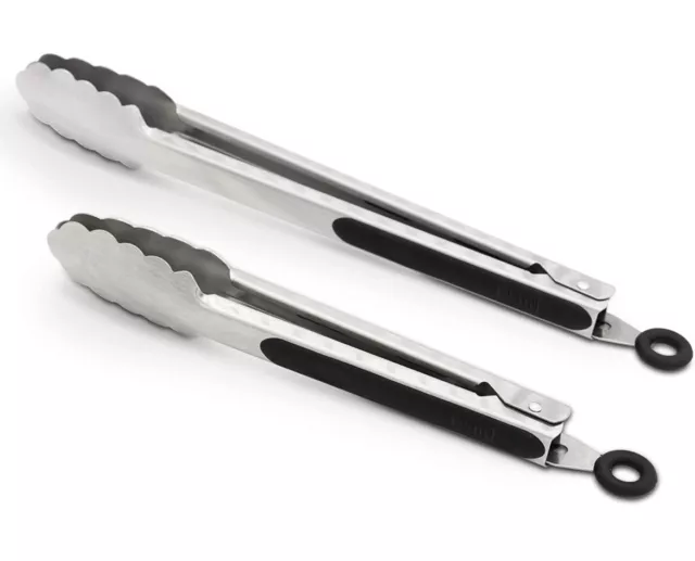 304 Stainless Steel Kitchen Cooking Tongs, 9" and 12" Set of 2