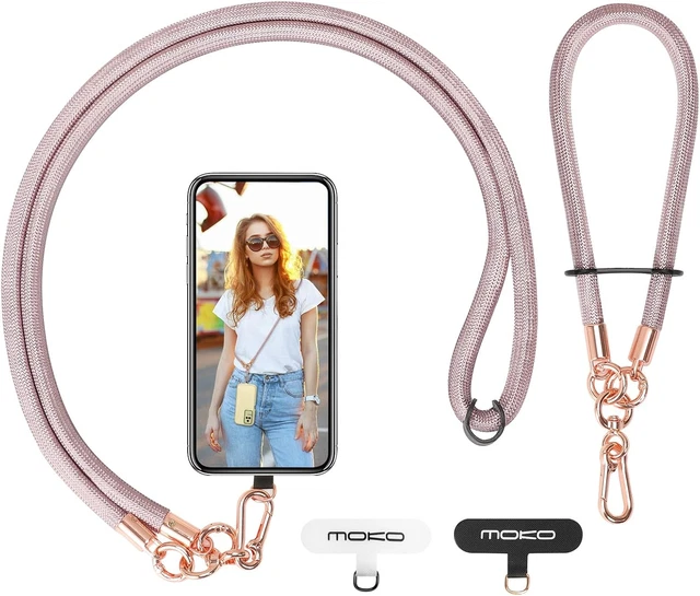 HANASE Telefono Cellulare Anti-smarrimento Tracolla Cordino Corda Chiavi Portatili Cinghie Per Smartphone Regolabile Staccabile Hang Cordino Patch Card,T1 - Foto 4