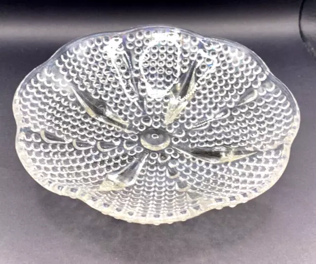 Hazel Atlas Clear Glass Hobnail Beaded TEARDROP  4-Toed Footed Candy Dish Bowl 2