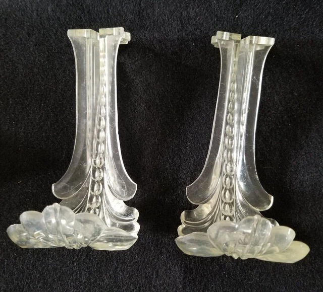 Vintage Pair of Art Deco Drapery Curtain Acrylic Tie Back Holders