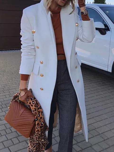 White Leather Trench Coat For Women's Real Lambskin Stylish Long Midi Coat