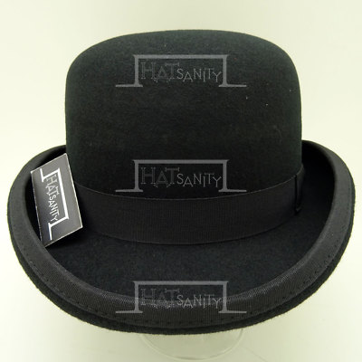 Classico Lana Feltro dura Bowler cappello Uomini Donne Unisex DerbyNero5 Taglie 