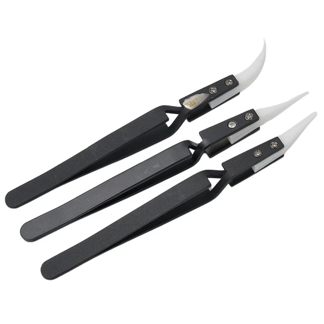 Pinzas de mango negro pinzas de cerámica punta recta accesorios cerámica