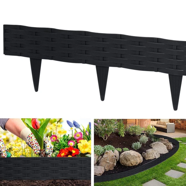 LAWN EDGING PLASTIC Flexible Stone Look Flower Bed Edging Fence