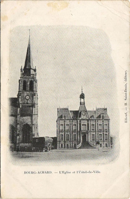 CPA BOURG-ACHARD - L'Église et l'Hotel-de-Ville (160469)