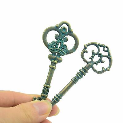2 Large Key Pendants Bronze Patina Skeleton Keys Santa Keys Christmas 3 Inches