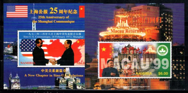 Namibie 1997 Mi. Bl.31-32 Bloc Feuillet 100% Neuf ** Cathédrale de Macao, Nixon