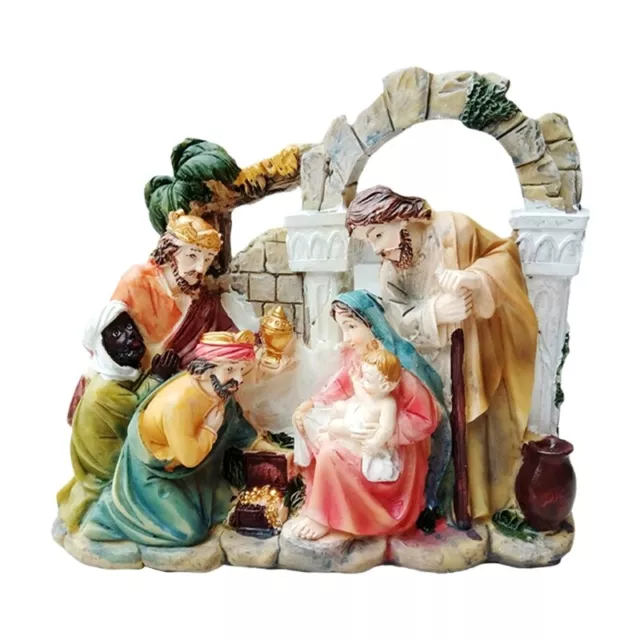 Christmas Nativity Figurine Manger Holy Family Statue Resin Sculpture Decoration