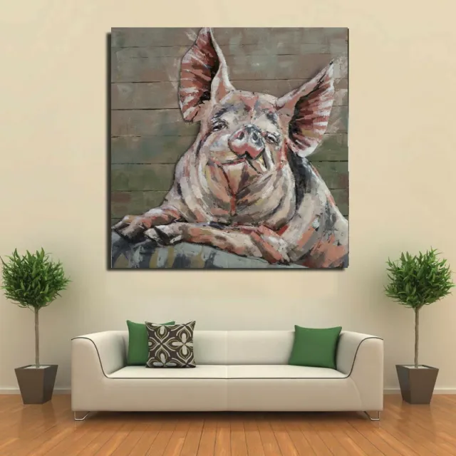 decorative modern 3d wall art home decor Pig painting relief metal wall Mount