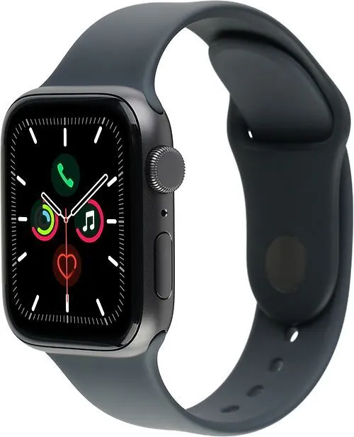 Apple Watch SE 44 mm Aluminiumgehäuse space grau am Sportarmband schwarz [Wi-Fi]