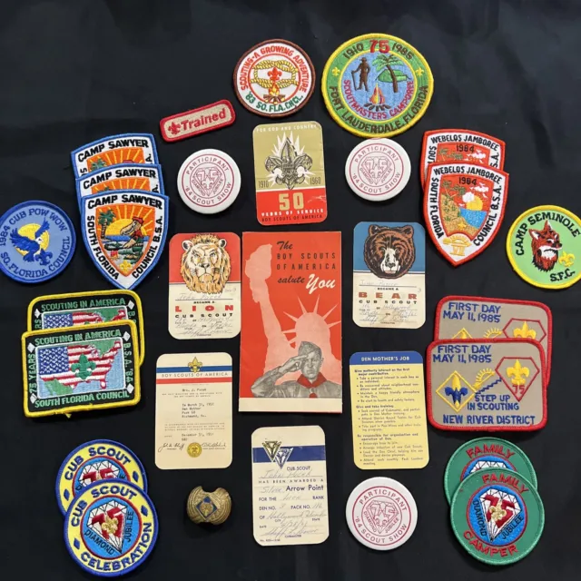 Lot of Vintage Boy Scout Florida Patches/Pins/Pendants/Safety Cards as Pics 😜