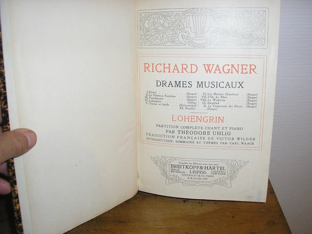 Partition complète chant et piano LOHENGRIN - RICHARD WAGNER drames musicaux