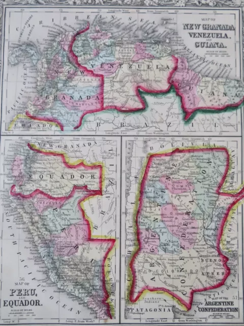 Peru Colombia Argentine Confederation Ecuador Venezuela 1860 Mitchell map