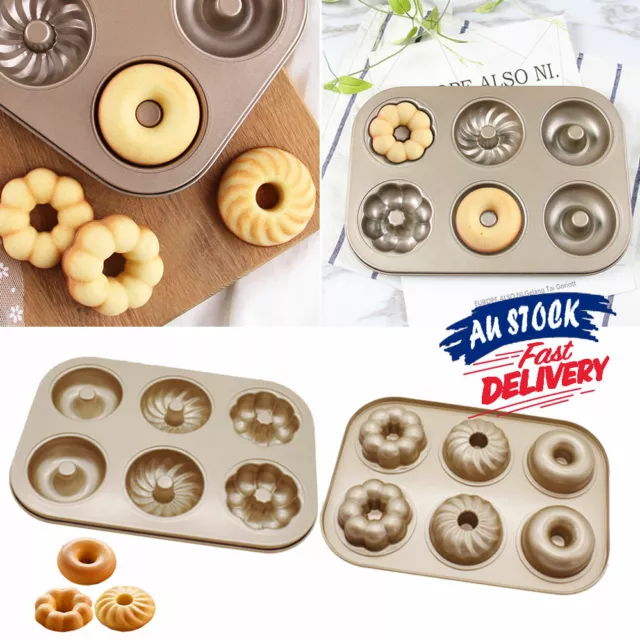 Maker Donut Tray 6Cavity Donut Baking Pans Bake Mould Dough Nut Baking NonStick