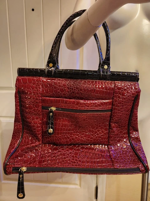 NWT Samantha Brown Croco-Embossed Dowel Bag Burgundy Red Brown 2