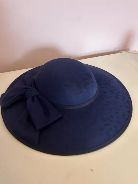 Navy Blue Spotty Occasion Wedding Hat Kangol Design Bow