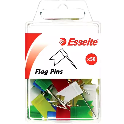 5 PACK - Esselte Flag Pins Push Pins Box 50 - Assorted - Free Postage 2