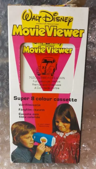 1970er Mettoy Film Viewer HERBIE RIDES AGAIN verpackt Kassette FUNKTIONIERT Walt Disney