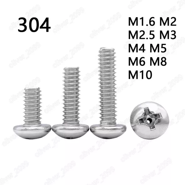 304 Stainless Steel Phillips Cross Pan Head Hollow Screw M1.6 M2 M3 M4 M5 M6-M10