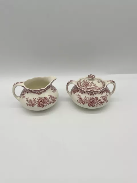 Crown Ducal Bristol Pink Sugar Bowl & Creamer England 1930’s Pink Cream