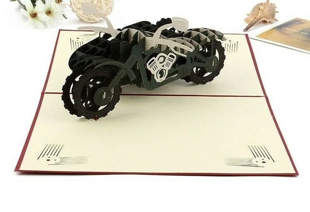 HOMYL 3D Motorbike Popup Card Greeting Card From Son Invitation Card Fathers Day Gifts