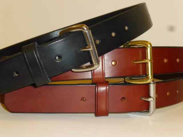 AMISH STYLE ENGLISH BRIDLE LEATHER GUN BELT! 1-1/2" USA!! MADE IN OHIO! 12/13oz