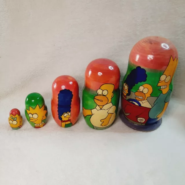 The Simpsons Russian Stacking Nesting Dolls Set Hand Painted Bart Homer Marge