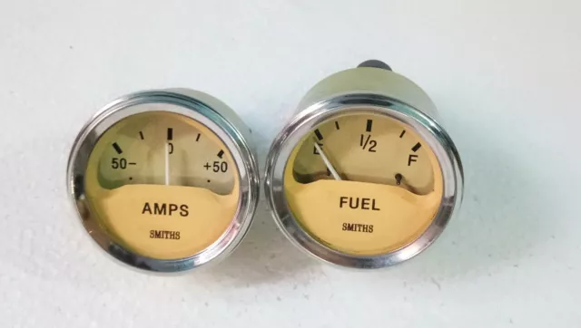 Smiths Replica Magnolia  Fuel Gauge + Ampere Gauge  52 mm