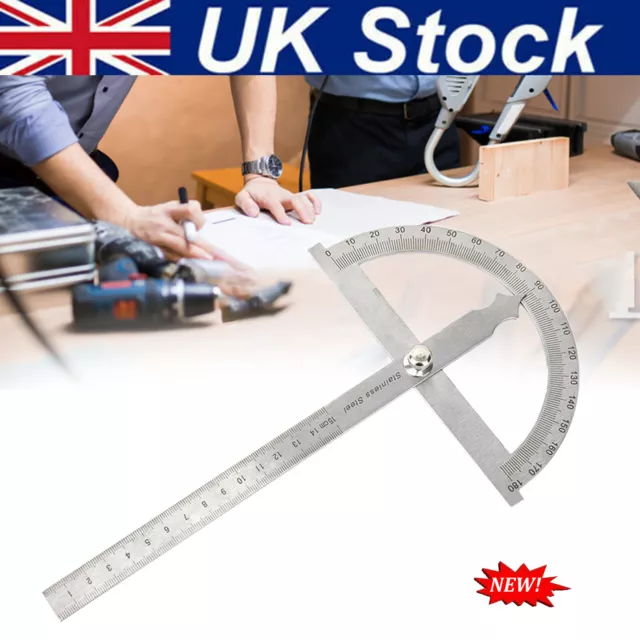 180 Degree Protractor Metal Angle Finder Goniometer Stainless Steel Woodworking