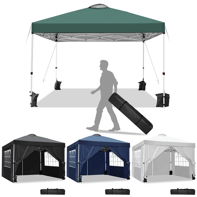 Faltpavillon 3x3/6m Wasserdicht Gartenzelt Pavillon mit 6 Seitenteilen UV-Schutz