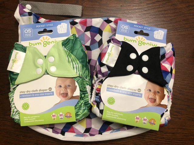 3 Pc Lot Bumgenius Alicia Chico Original 4.0 Lk 5.0 Pocket Diaper Outing Wet bag