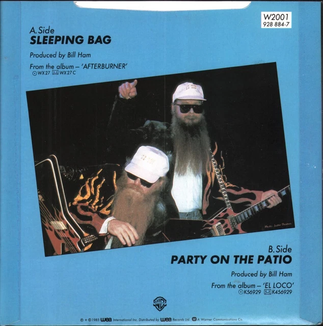 ZZ TOP SLEEPING Bag 7" vinyl UK Warner Bros 1985 pic sleeve W2001 EUR
